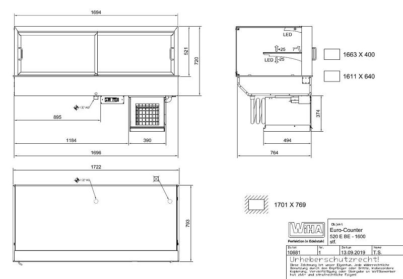 Bild 3: Wiha Kühlvitrine Euro-Counter 520 BE 1600 eckig