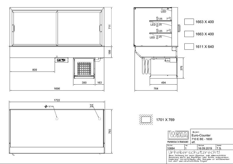 Bild 3: Wiha Kühlvitrine Euro Counter 710 BE 1600 eckig