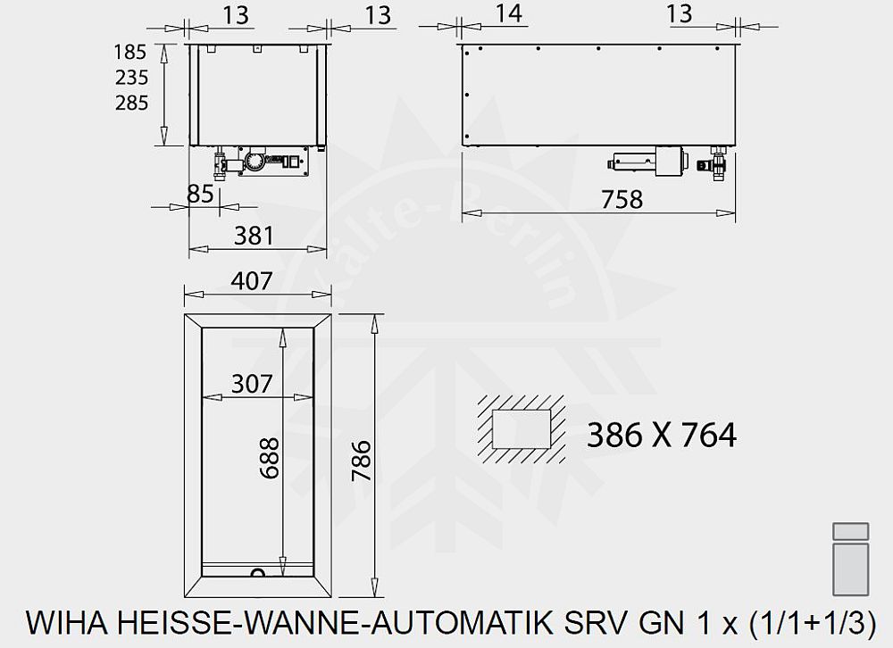 Bild 2: Wiha Einbau Bain Marie Automatik SRV GN 1/1 + 1/3