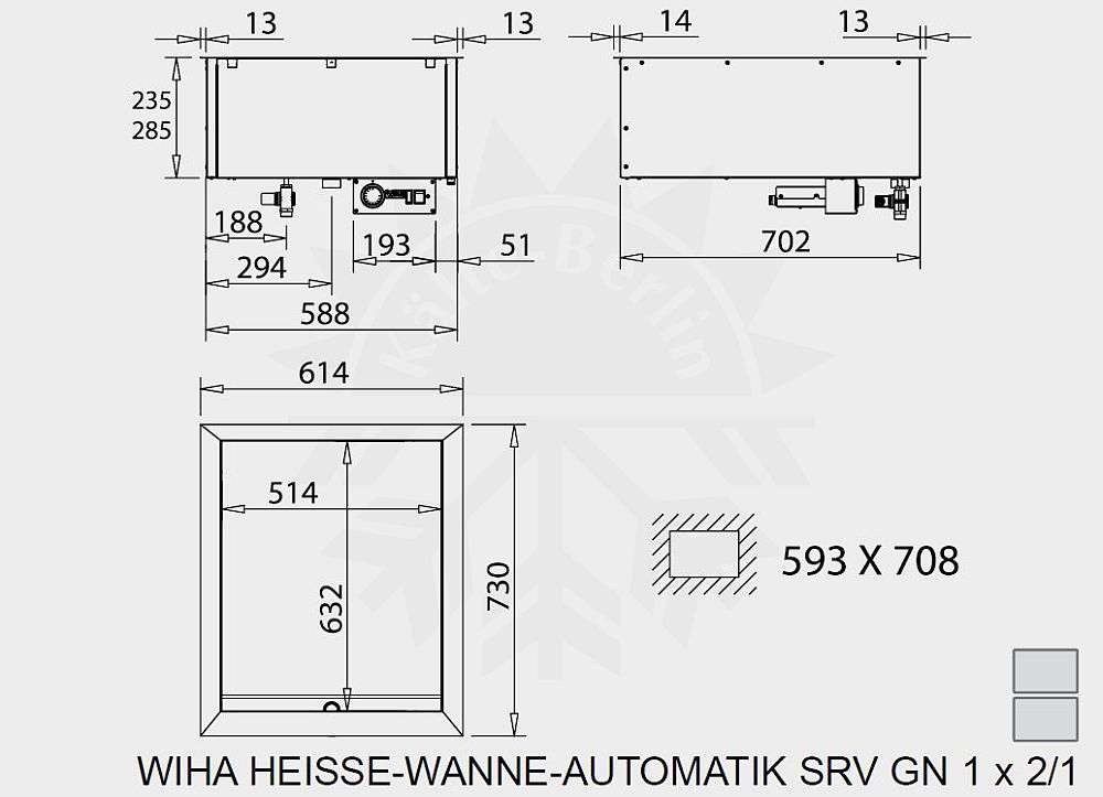 Bild 2: Wiha Einbau Bain Marie Automatik SRV GN 1x 2/1