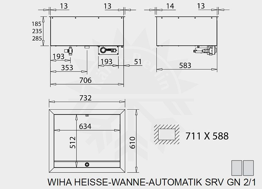 Bild 2: Wiha Einbau Bain Marie Automatik SRV GN 2/1
