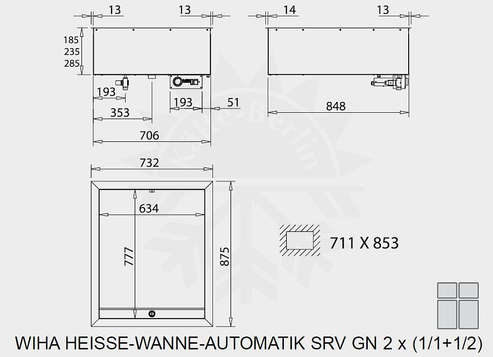 Bild 2: Wiha Einbau Bain Marie Automatik SRV GN 2x 1/1 +1/2