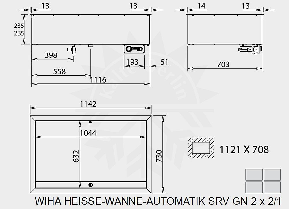 Bild 2: Wiha Einbau Bain Marie Automatik SRV GN 2x 2/1