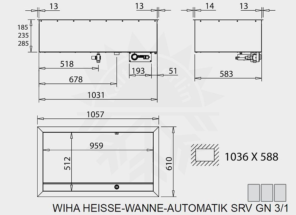 Bild 2: Wiha Einbau Bain Marie Automatik SRV GN 3/1