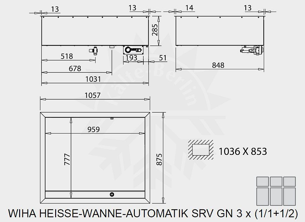Bild 2: Wiha Einbau Bain Marie Automatik SRV GN 3x 1/1 +1/2