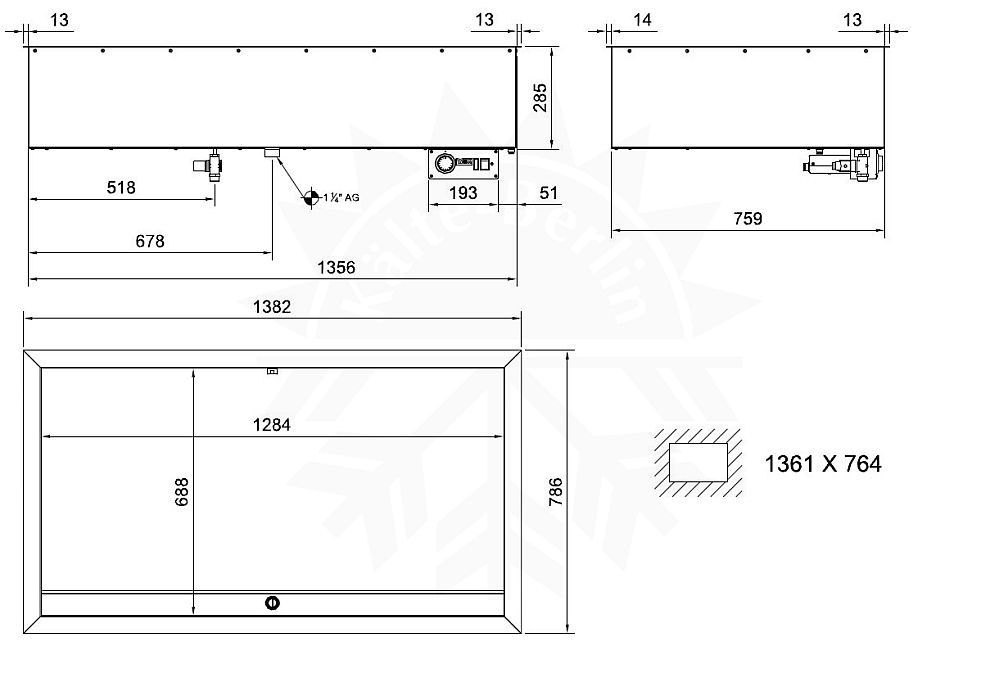 Bild 2: Wiha Einbau Bain Marie Automatik SRV GN 4x 1/1 + 1/3