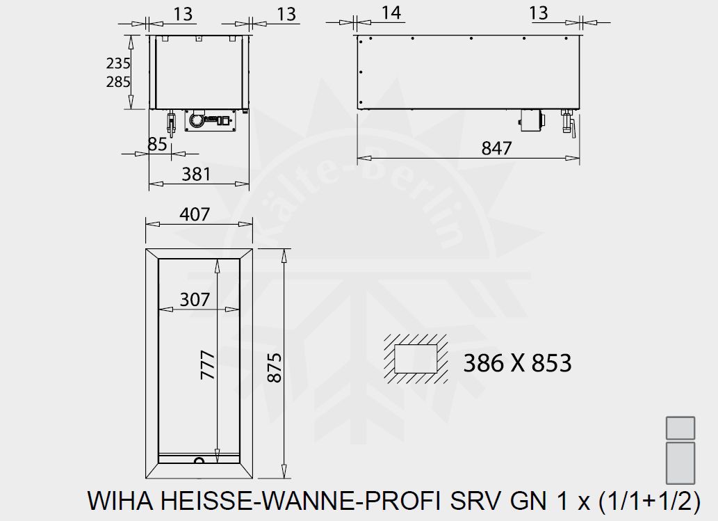 Bild 2: Wiha Einbau Bain Marie Profi SRV GN 1/1 + 1/2