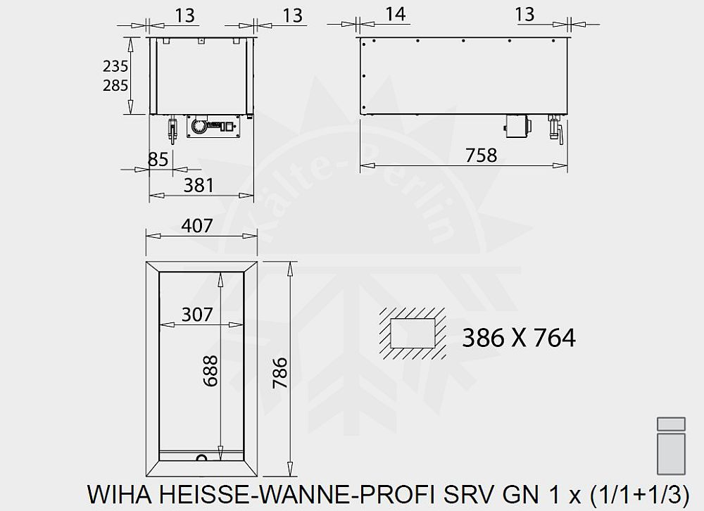 Bild 2: Wiha Einbau Bain Marie Profi SRV GN 1/1 + 1/3