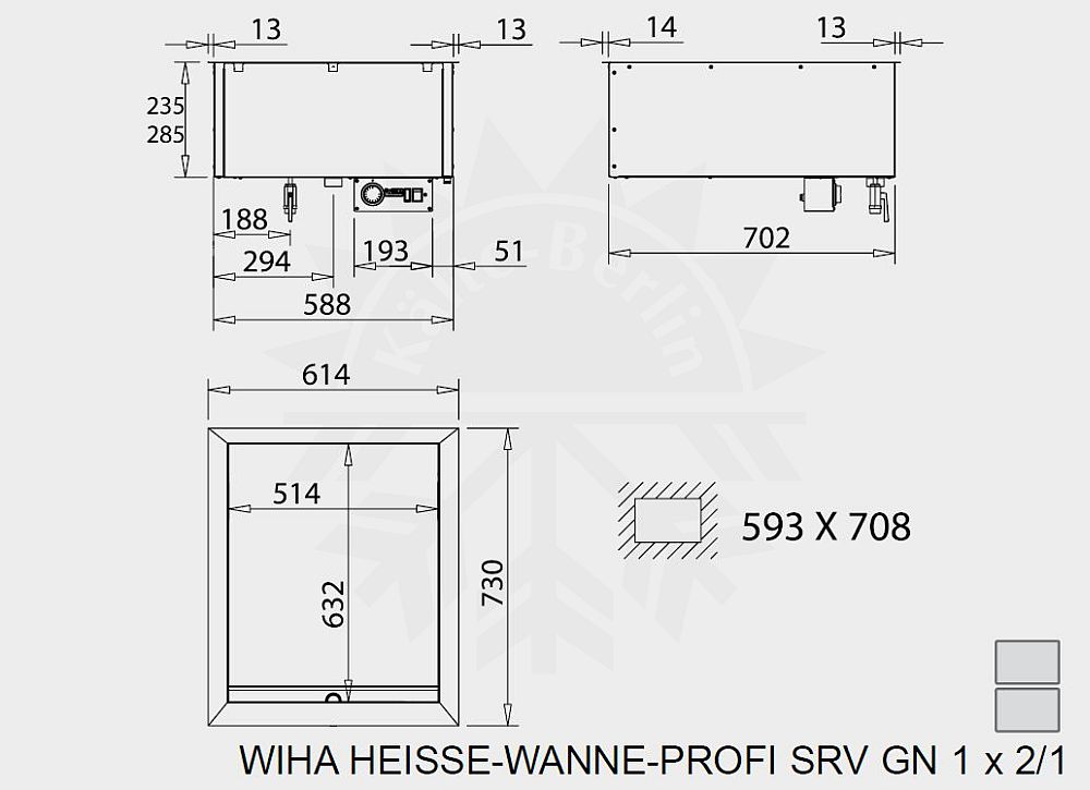Bild 2: Wiha Einbau Bain Marie Profi SRV GN 1x 2/1