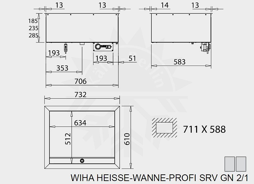 Bild 2: Wiha Einbau Bain Marie Profi SRV GN 2/1
