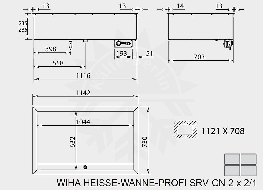 Bild 2: Wiha Einbau Bain Marie Profi SRV GN 2x 2/1