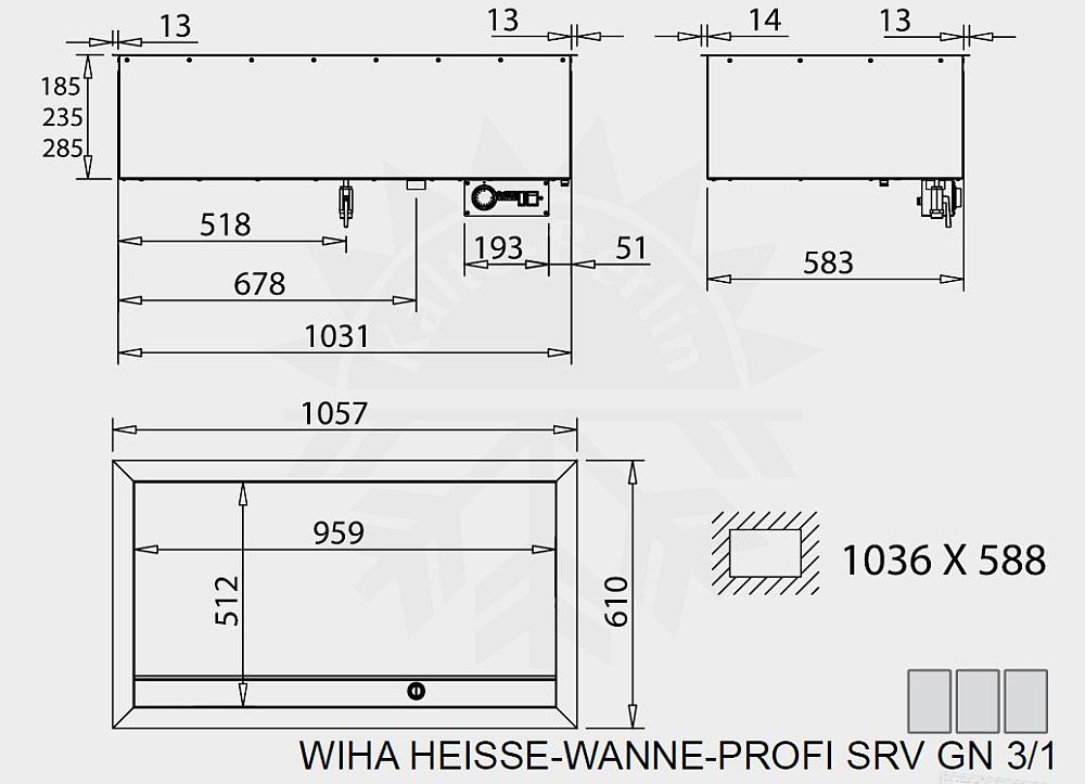 Bild 2: Wiha Einbau Bain Marie Profi SRV GN 3/1