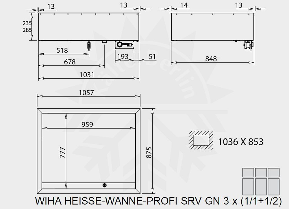 Bild 2: Wiha Einbau Bain Marie Profi SRV GN 3x 1/1 + 1/2