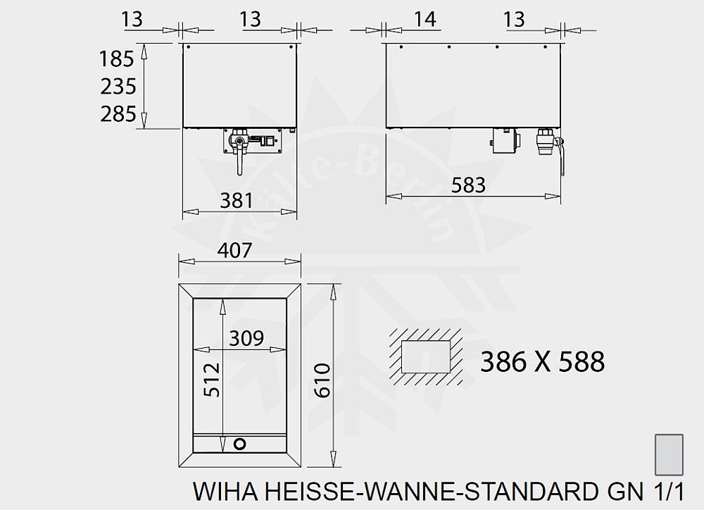 Bild 2: Wiha Einbau Bain Marie Standard GN 1/1