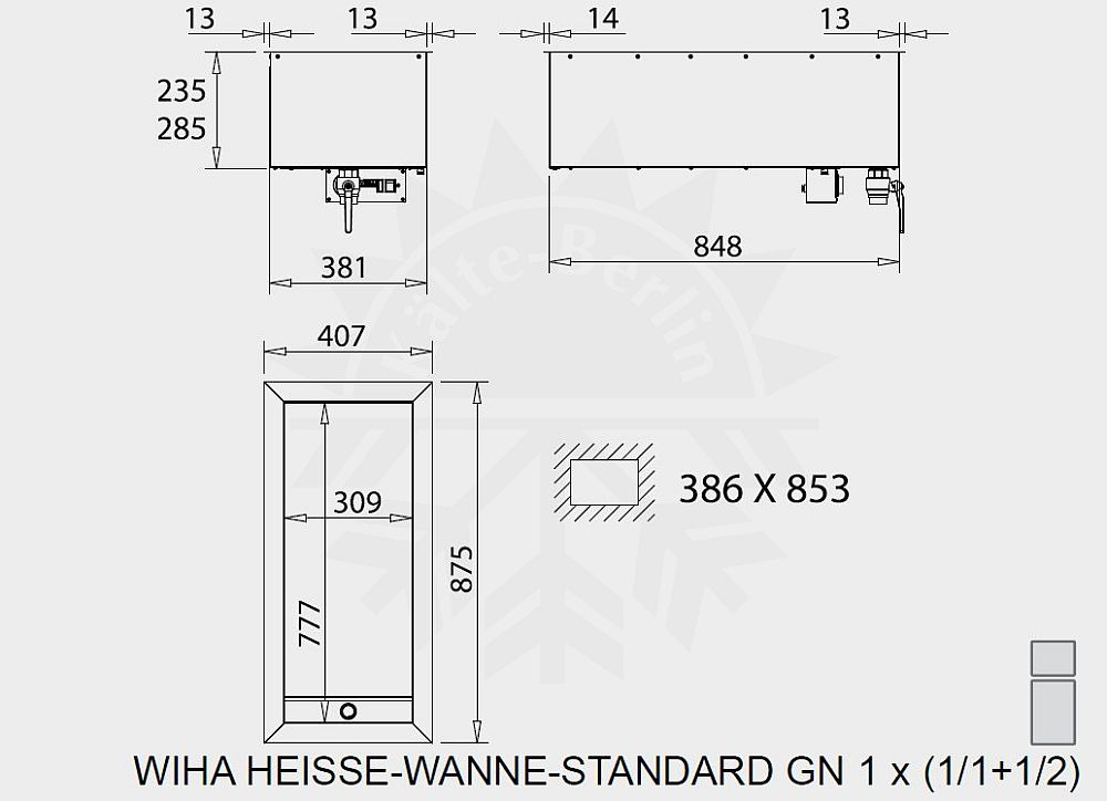Bild 2: Wiha Einbau Bain Marie Standard GN 1/1 + 1/2
