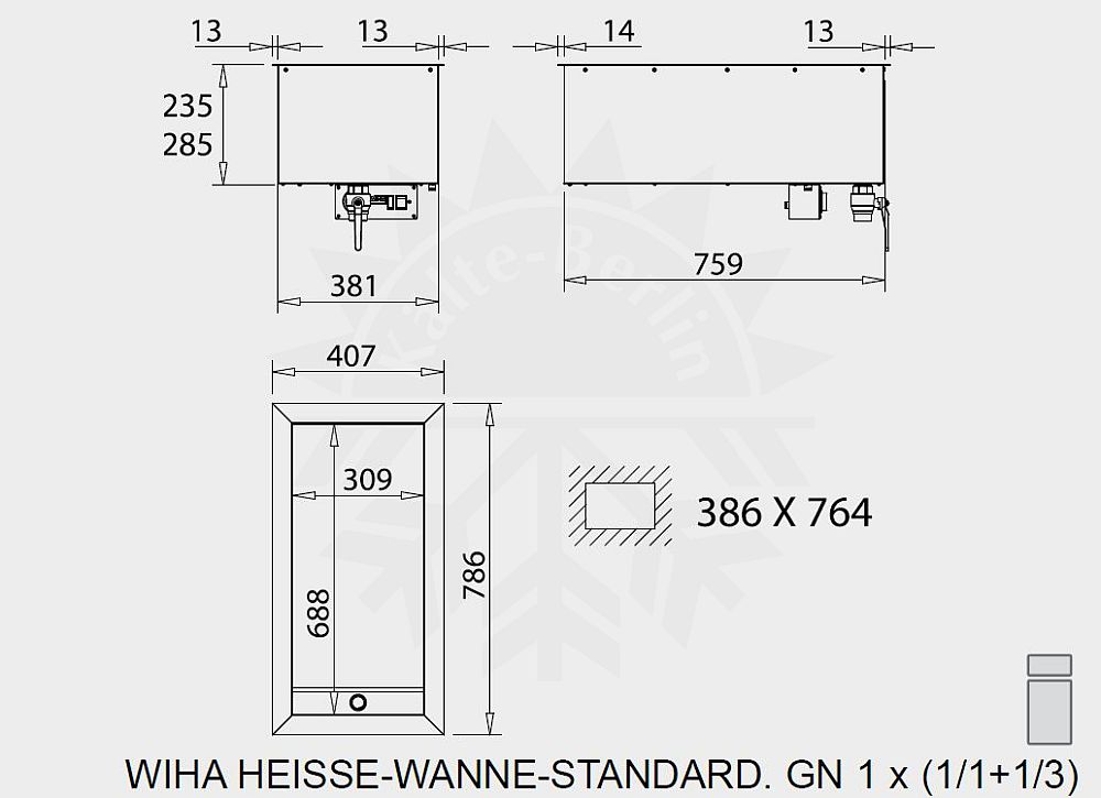Bild 2: Wiha Einbau Bain Marie Standard GN 1/1 + 1/3