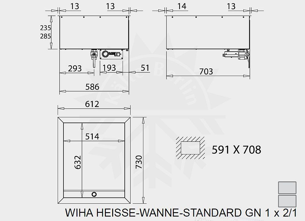 Bild 2: Wiha Einbau Bain Marie Standard GN 1x 2/1