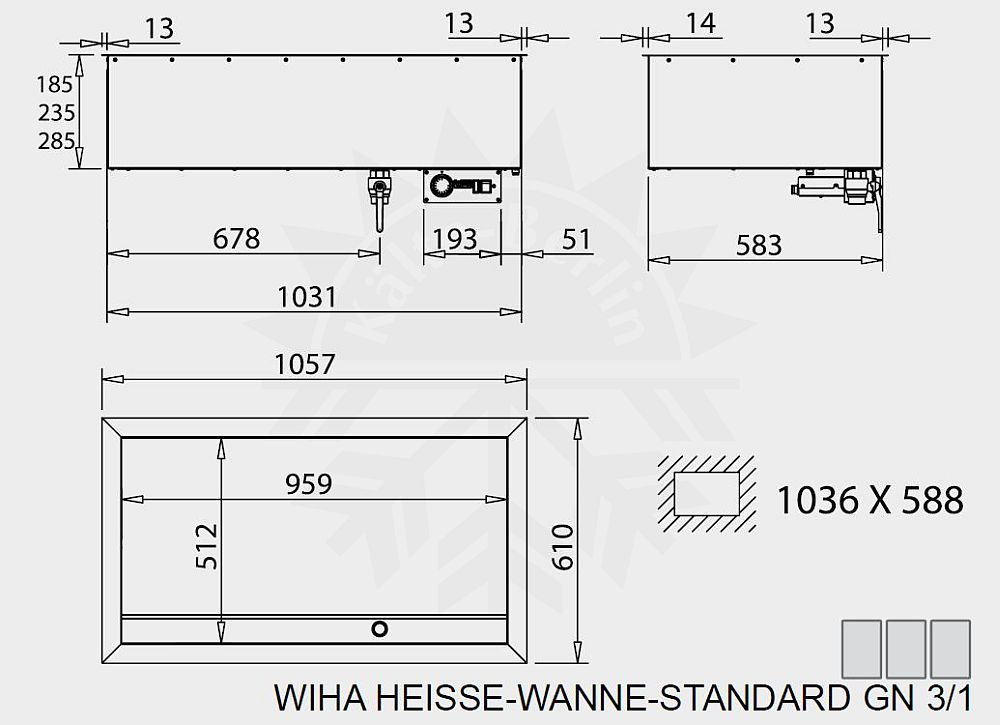 Bild 2: Wiha Einbau Bain Marie Standard GN 3/1