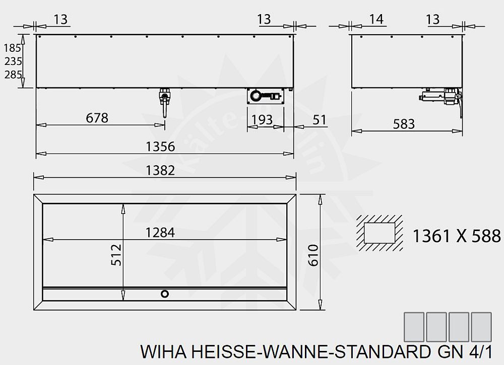 Bild 2: Wiha Einbau Bain Marie Standard GN 4/1