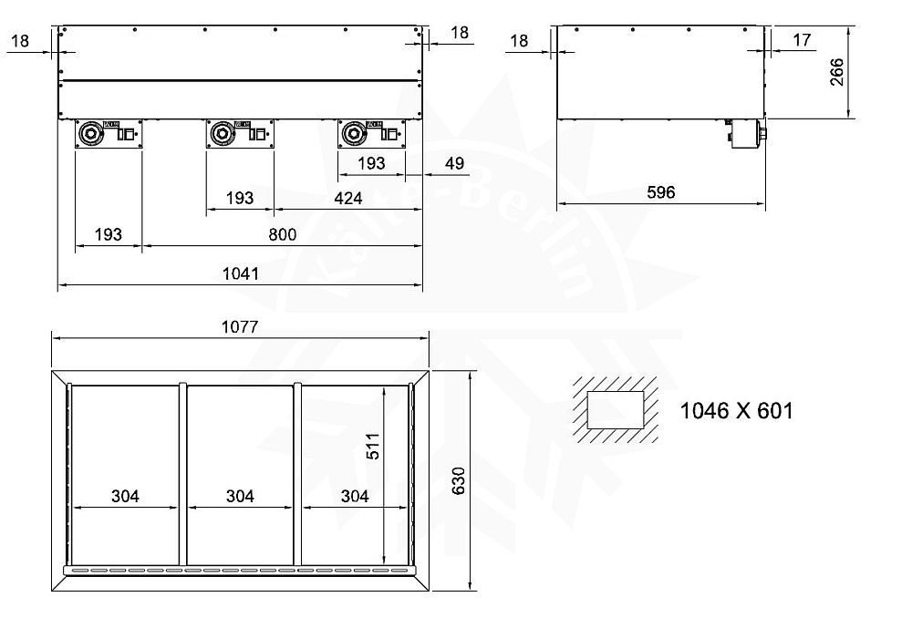 Bild 2: Wiha Einbau Bain Marie trockenbeheizt 3x GN 1/1 mit 3 Heizzonen