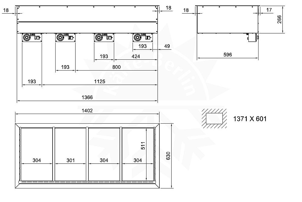 Bild 2: Wiha Einbau Bain Marie trockenbeheizt 4x GN 1/1 mit 4 Heizzonen