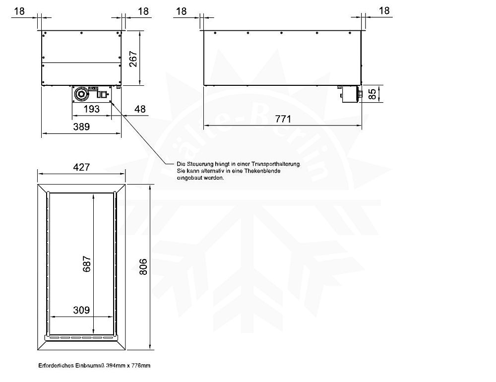 Bild 2: Wiha Einbau Bain Marie trockenbeheizt GN 1/1 +1/3