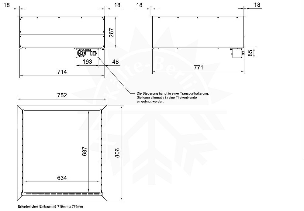 Bild 2: Wiha Einbau Bain Marie trockenbeheizt GN 2x 1/1 +1/3