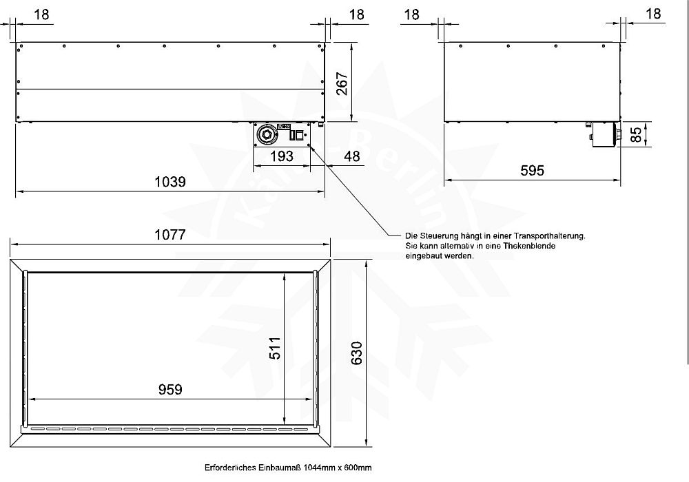 Bild 2: Wiha Einbau Bain Marie trockenbeheizt GN 3/1