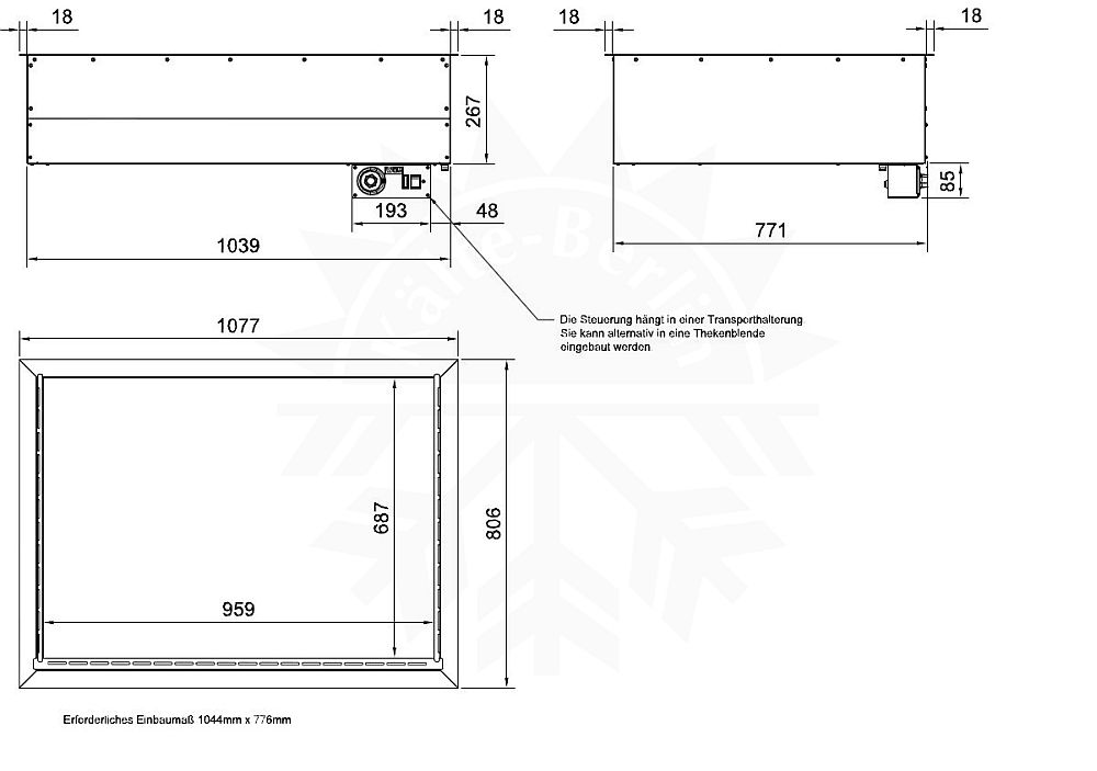 Bild 2: Wiha Einbau Bain Marie trockenbeheizt GN 3x 1/1 +1/3