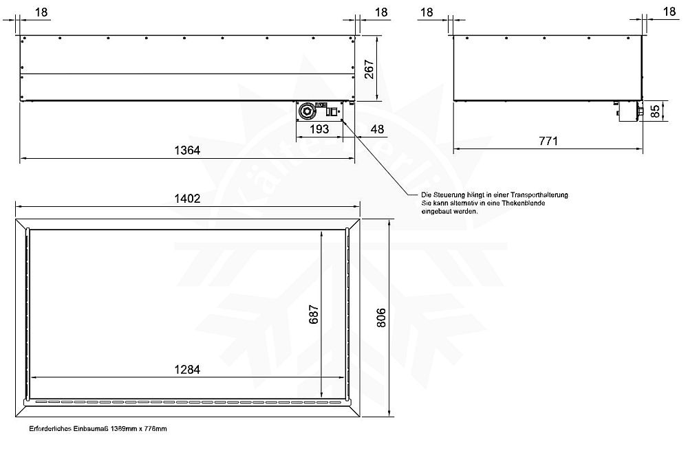 Bild 2: Wiha Einbau Bain Marie trockenbeheizt GN 4x 1/1 +1/3