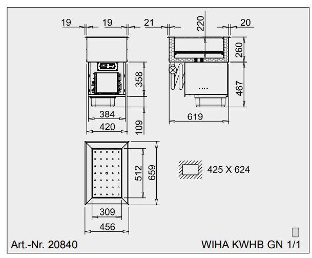 Bild 2: Wiha Kontaktberohrte Kühlwanne KWHB GN 1/1