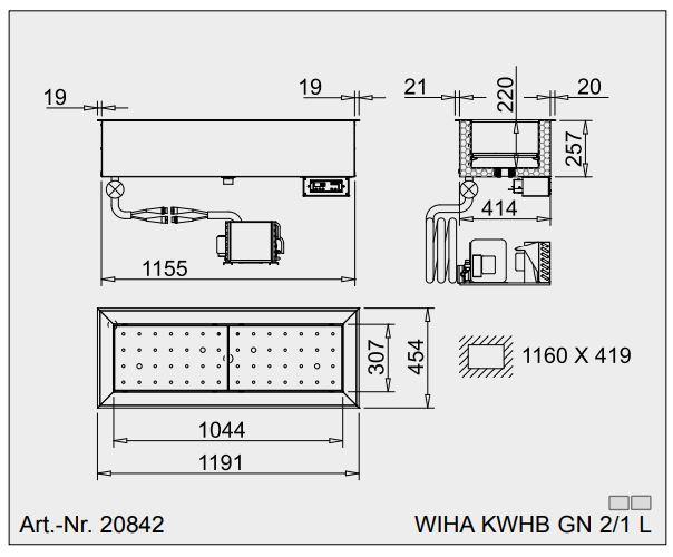 Bild 2: Wiha Kontaktberohrte Kühlwanne KWHB GN 2/1L
