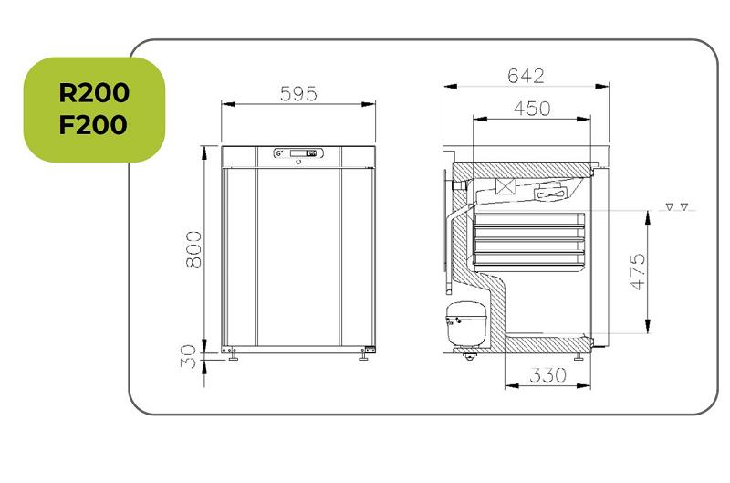 Bild 5: Gram G+ COMPACT R200 G S - Edelstahl-Kühlschrank