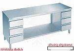 CNS Arbeitstisch abgekantet T600 B1400 6 Schubladen